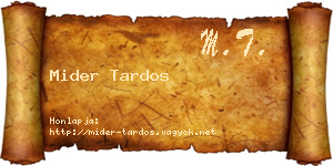 Mider Tardos névjegykártya